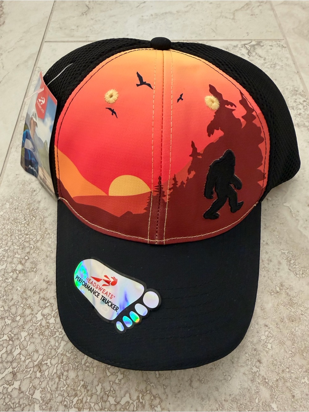 Headsweats Sunset Sasquatch Trucker Hat - Black and Orange